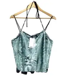 Mango Womens Mermaid Sequined Pailette Halter Tank Top New