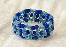 Boutique Blue Daisy Chain Beaded Ring