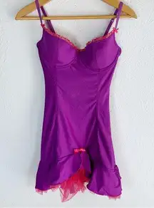 Victoria's Secret  Y2K Lingerie Dress Petticoat Purple Pink Sz 34C