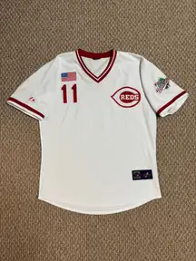 Cincinnati Reds Barry Larkin #11 Vintage 1990 World Series Majestic MLB Jersey