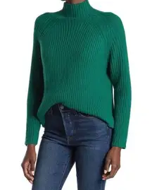 LUSH Ribbed Mock Neck Pullover Emerald Green Sweater