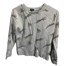 Rails XS Gray Leopard Print Sweatshirt Cotton Blend Casual