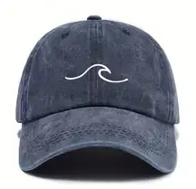 Embroidered wave tide distressed fade hat