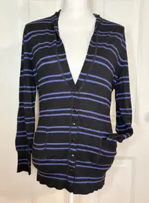 Banana Republic Black and Purple Striped Cardigan NWT