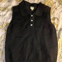 Uniq SM black cotton button up sleeve less top