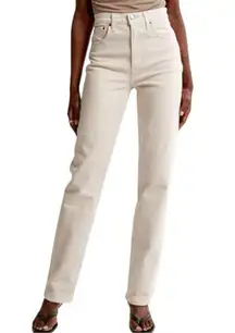 Abercrombie & Fitch 90s Straight Ultra High Rise Curve Love 25 Extra Long Cream