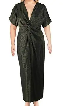 Love Squared metallic sparkle knot front evening gown