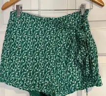 Favlux Green Floral Print Wrap Detail Shorts