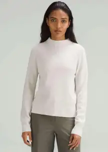 Lululemon Cotton-Blend Mock-Neck Sweater Heathered Bone Small Women’s W3HBGS