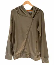 Cloudveil green asymmetrical zip moto hoodie sweatshirt jacket modal blend NEW M