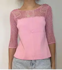 Joseph A. Womens Crochet Trim Sweater Pink size Large