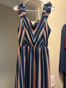 Blue/White/Orange striped dress