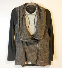 Calvin Klein Performance Sweatshirt Gray & Black Moto Zipper Jacket Sz M GUC