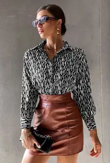 black and white button up