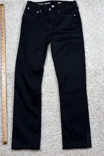 J Crew Demi Boot Crop Black Jeans Womens Size 26T Raw Hem Stretch