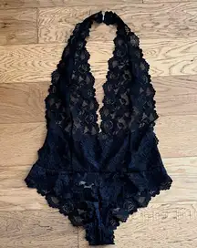 NWT - ADORE ME - Black Lace Halter Bodysuit size M