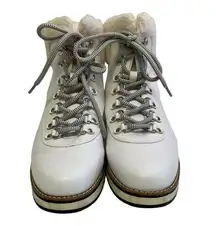 White Mountain  Cozy White Faux Fur Lace Up Preppy Boho Boots Size 10M