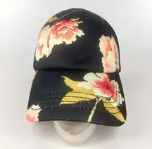 Billabong Hawaiian Floral Trucker Hat Mesh Back Black Snap