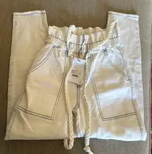 Something Navy White Harlow Paperbag Rope Tie Belt Pants Size 0