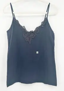 NWT‎ LOFT Womens Floral Crochet Lace Trim Elevated Basic Cami Tank Top Size M