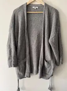 Madewell Womens Side Lace Gray Cardigan Sweater Open Front with Pockets