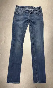 Miss Me Women’s Jeans Size 28 x 32  Blue Skinny Embellished Wings Bling Y2k