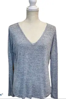 Rag & Bone heathered gray long sleeve v-neck lightweight top basic minimalist