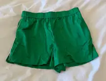 Zara Retro Green Satin Shorts Size M Vintage Style Silky High Waist