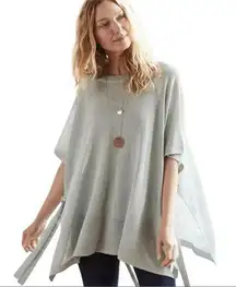 J.Jill Linen Blend Side-Tie Pullover Poncho Knit Top One Size Green Lagenlook