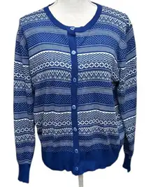 Jon & Anna Vintage Nordic‎ Blue White Sparkly Buttons Cardigan Size 3X
