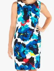 Mario Serrano Italy Bright Floral Midi Sheath Dress 12