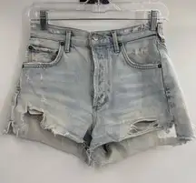 agolde denim shorts women button fly cut off distressed summer cotton size 26