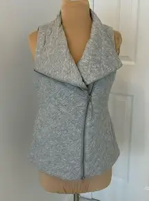 Eileen Fisher Organic Cotton Gray Quilted Zip Up Vest