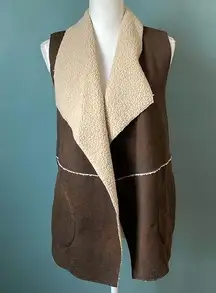 C&C California Brown Faux Shearling Vest Soft Comfortable size XS