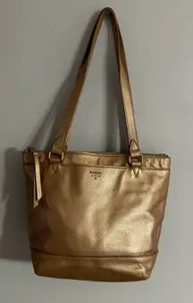 Fossil Rose Gold Leather Shoulder and Tote Bag