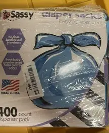 Sassy 400 DISPOSABLE DIAPER SACKS BAGS Baby Powder Scent TIE-CLOSE Control Odors