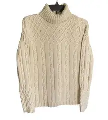 Jeanne Pierre Cream 100% Cotton Knit Sweater Size Small