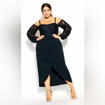 NWT‎ City Chic Romantic Rosa Maxi Dress In Navy Size XL/22