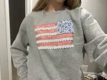 American flag patchwork crewneck