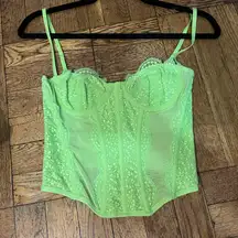 BRAT Urban Outfitters Lime Green Lace Crop Top
