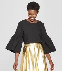 NWOT Target Who What Wear Black Bell Sleeve Top