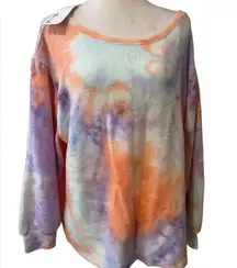 NWT Yana K Ace Sweater Coral Mint lilac brushed tie dye