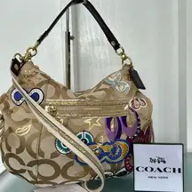 Coach Vintage Jazzy Poppy Glamour Signature Crossbody Hobo