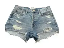Aritzia Denim Forum Jean Shorts 26 Blue Cut Offs Ex Boyfriend Midi Button #R8-3‎
