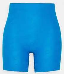 New adidas Originals Womens All-Over Logo Biker Short BlueBird Blue Size XXL