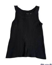 JEANNE PIERRE Sweater Vest Tank Cable Knit Thick Black Cotton Large Pretty Scoop