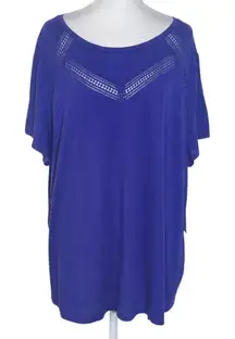 Liz Claiborne Purple T-Shirt with Crochet Lace Detail NWT Size 2X Plus Size Tee
