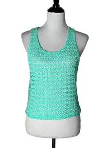 PINK - Victoria's Secret Victoria's Secret PINK Crochet See Through Top Green‎ Floral Women's Size XS