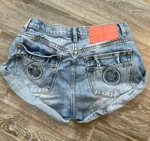 One teaspoon low rise mini denim destroyed Jean shorts size 25