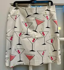 I T W By Claude Brown Chic Martini Print Skirt Have a Drink On Me Size 14 Large